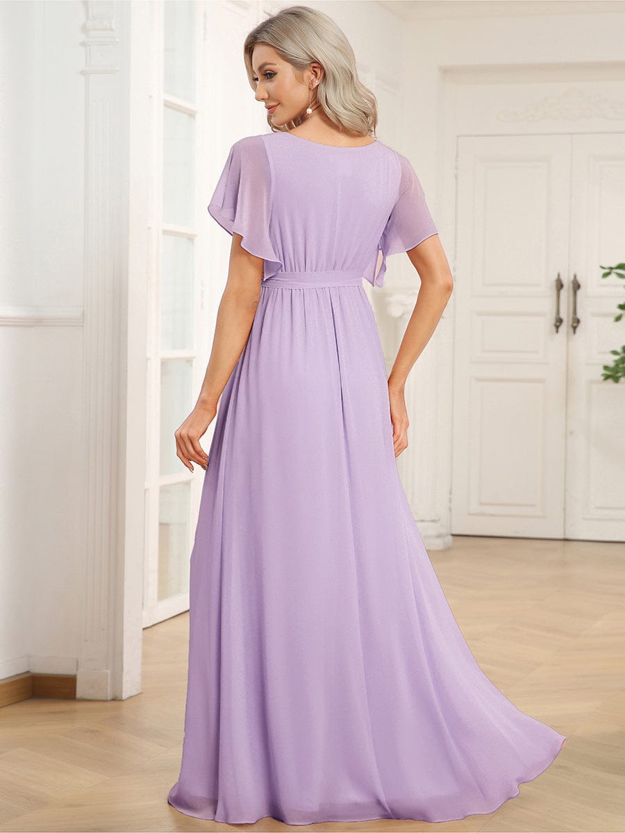 ever LEORA|A-Line Pleated Chiffon Tie-Waist Bridesmaid Dress