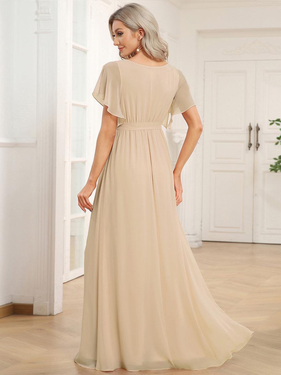 ever LEORA|A-Line Pleated Chiffon Tie-Waist Bridesmaid Dress
