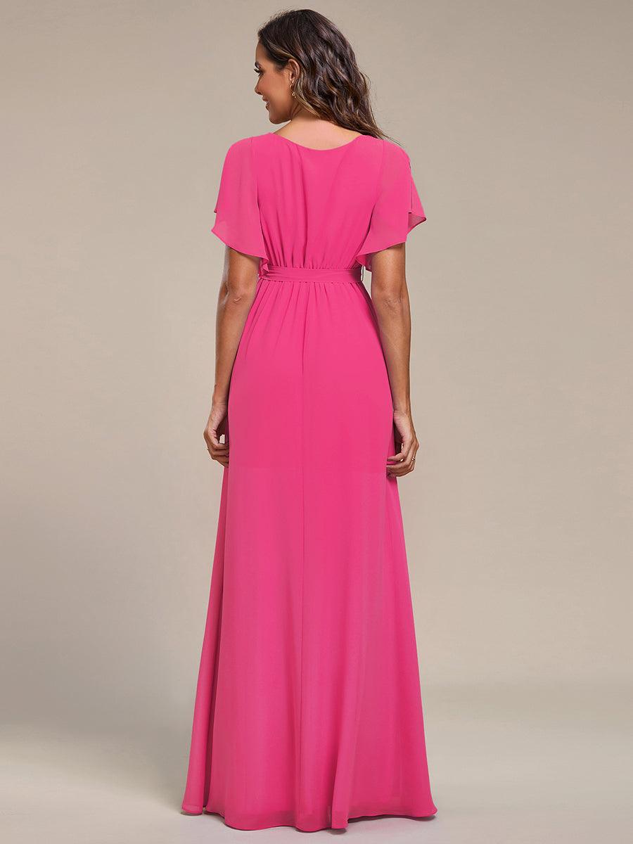 ever LEORA|A-Line Pleated Chiffon Tie-Waist Bridesmaid Dress