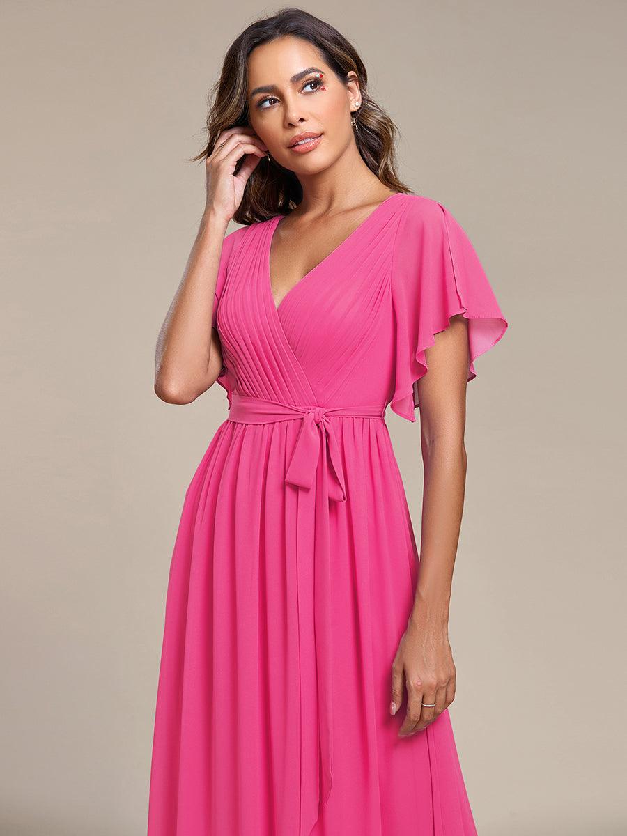 ever LEORA|A-Line Pleated Chiffon Tie-Waist Bridesmaid Dress