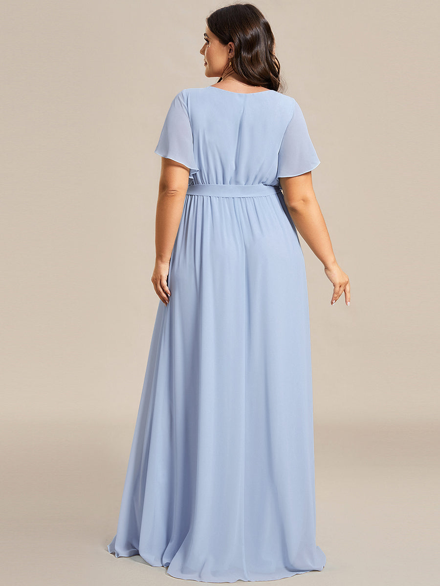 ever LEORA|A-Line Pleated Chiffon Tie-Waist Bridesmaid Dress