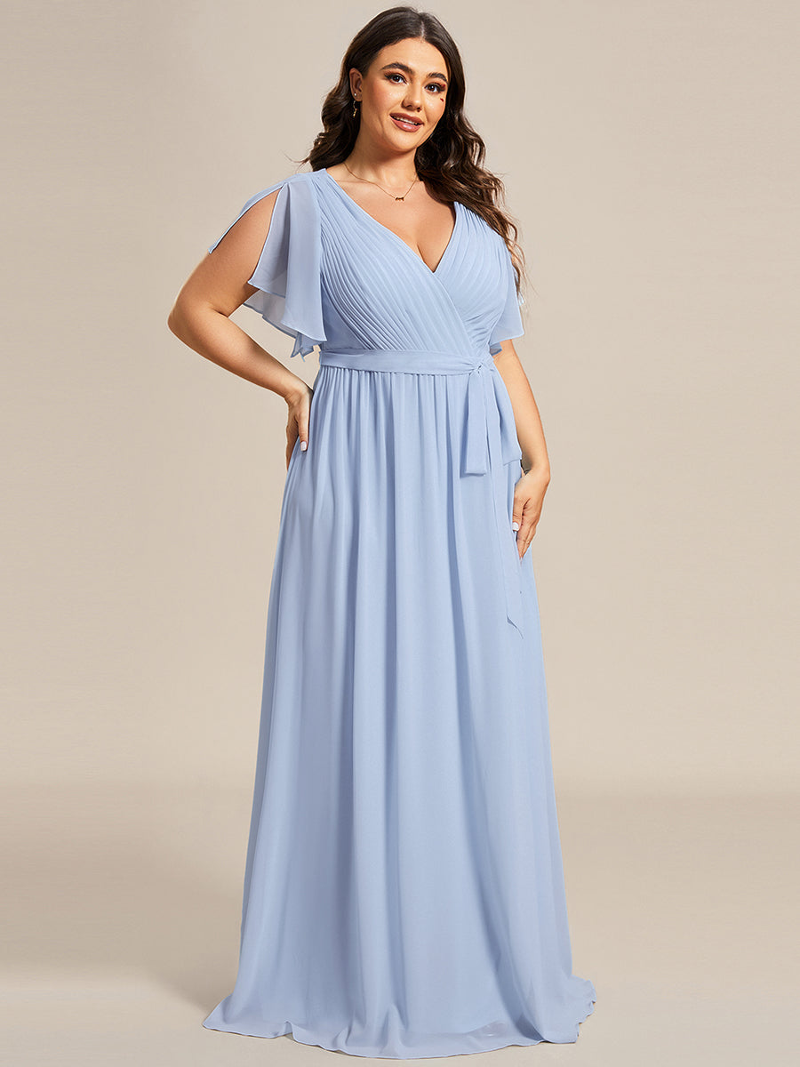 ever LEORA|A-Line Pleated Chiffon Tie-Waist Bridesmaid Dress