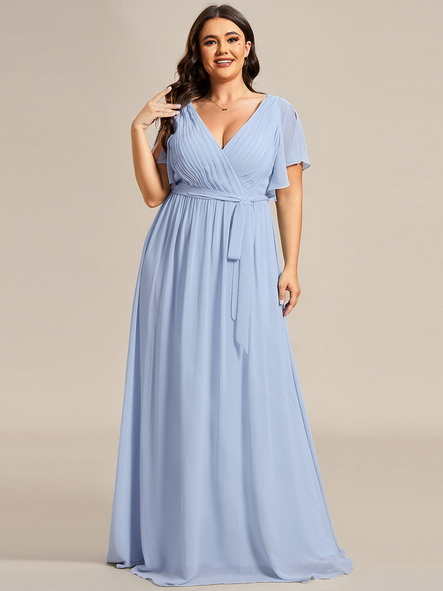 ever LEORA|A-Line Pleated Chiffon Tie-Waist Bridesmaid Dress