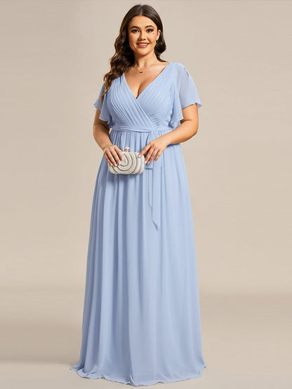 ever LEORA|A-Line Pleated Chiffon Tie-Waist Bridesmaid Dress