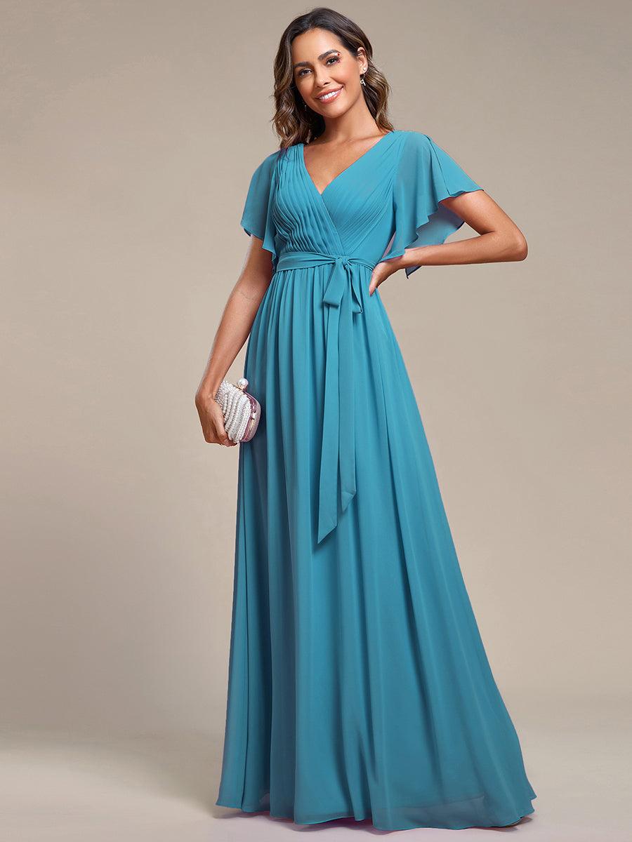 ever LEORA|A-Line Pleated Chiffon Tie-Waist Bridesmaid Dress