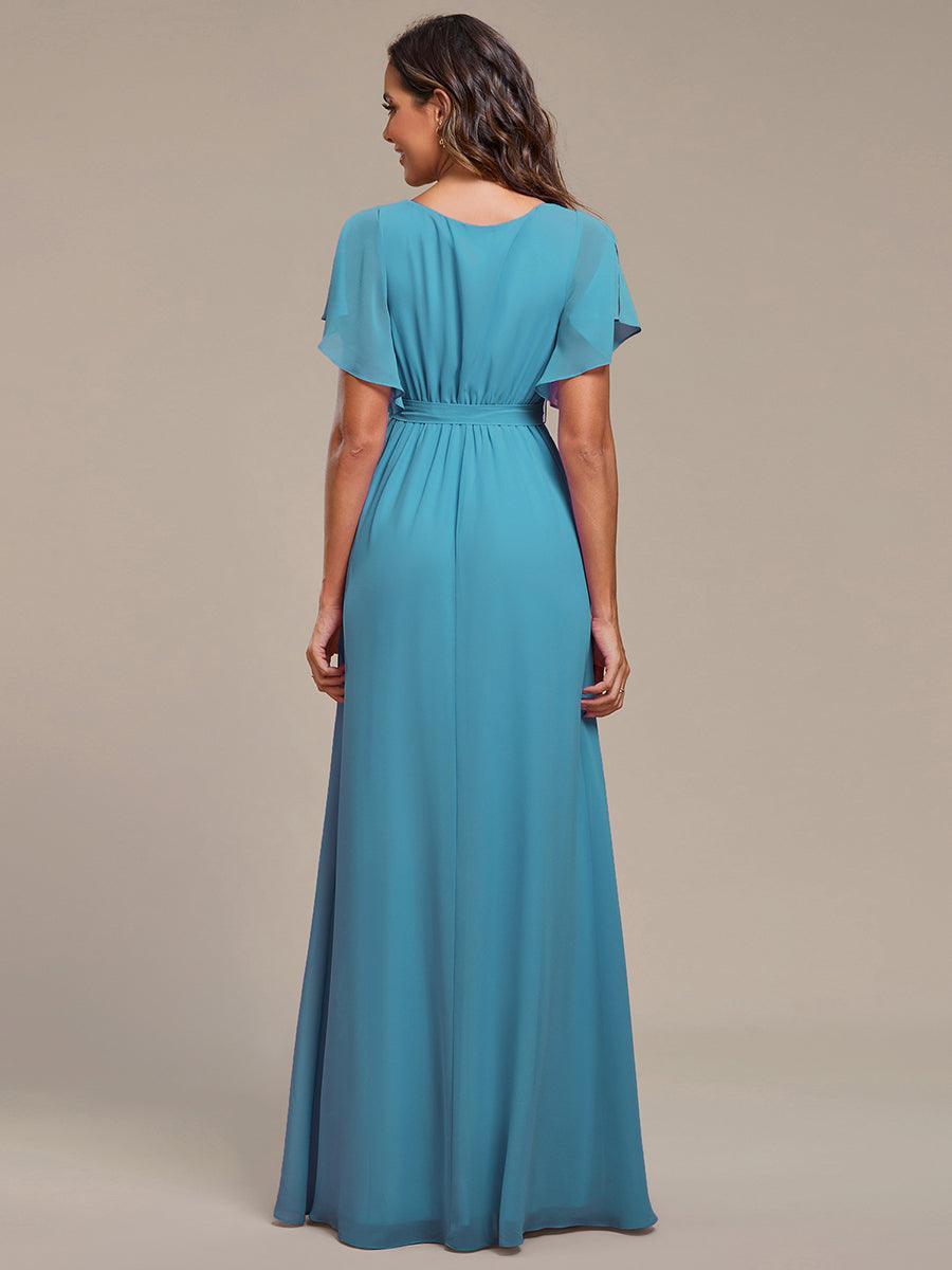ever LEORA|A-Line Pleated Chiffon Tie-Waist Bridesmaid Dress