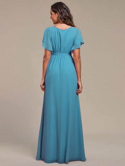 ever LEORA|A-Line Pleated Chiffon Tie-Waist Bridesmaid Dress
