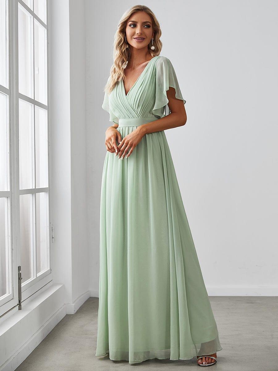 ever LEORA|Flowy Pleated A-Line Chiffon Tie-Waist Bridesmaid Dress