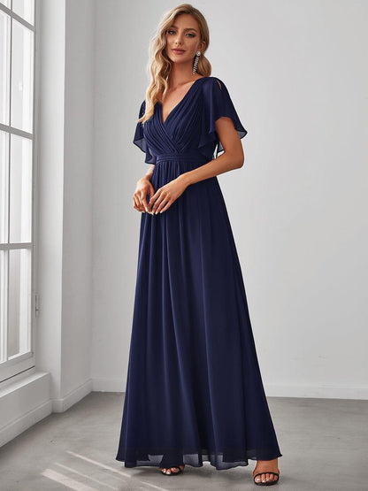 ever LEORA|Flowy Pleated A-Line Chiffon Tie-Waist Bridesmaid Dress