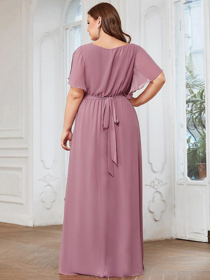 ever LEORA|Flowy Pleated A-Line Chiffon Tie-Waist Bridesmaid Dress