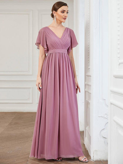 ever LEORA|Flowy Pleated A-Line Chiffon Tie-Waist Bridesmaid Dress