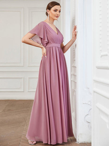 ever LEORA|A-Line Pleated Chiffon Tie-Waist Wedding Guest Dress