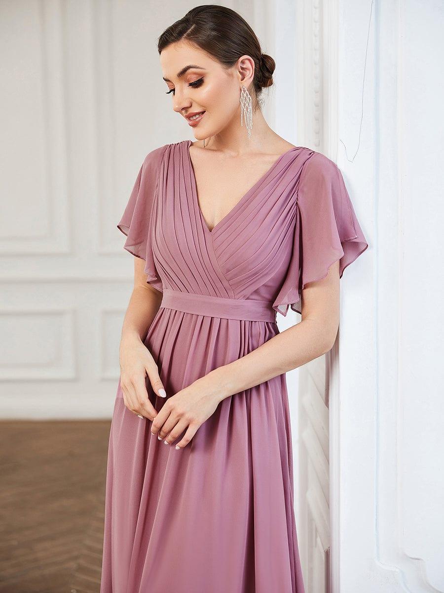 ever LEORA|Flowy Pleated A-Line Chiffon Tie-Waist Bridesmaid Dress