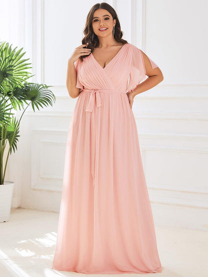 ever LEORA|Flowy Pleated A-Line Chiffon Tie-Waist Bridesmaid Dress