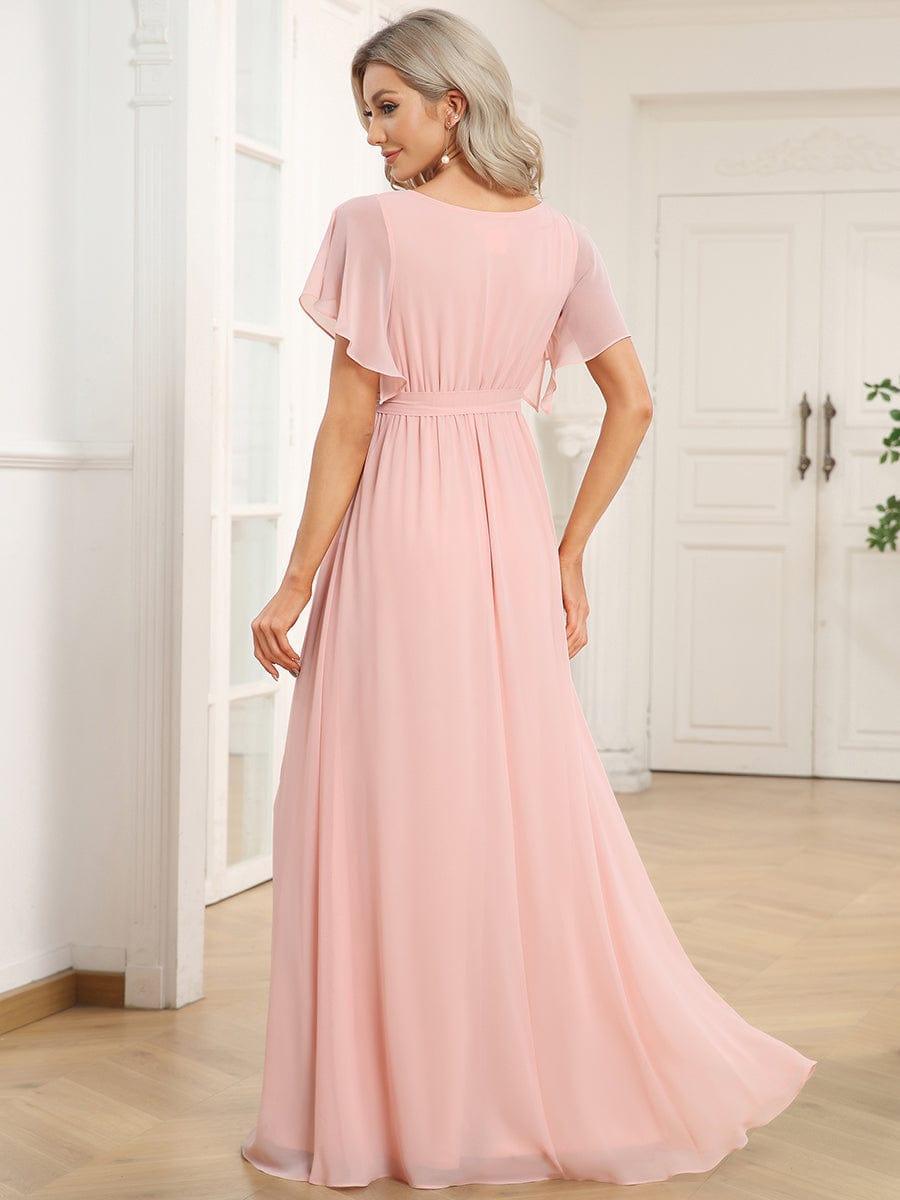 ever LEORA|Flowy Pleated A-Line Chiffon Tie-Waist Bridesmaid Dress