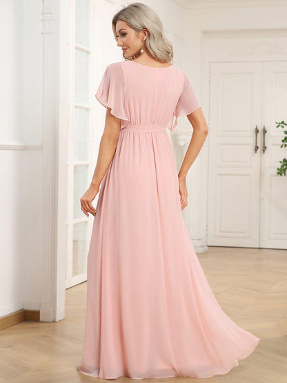 ever LEORA|A-Line Pleated Chiffon Tie-Waist Wedding Guest Dress
