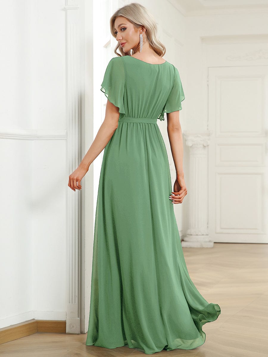 ever LEORA|A-Line Pleated Chiffon Tie-Waist Bridesmaid Dress