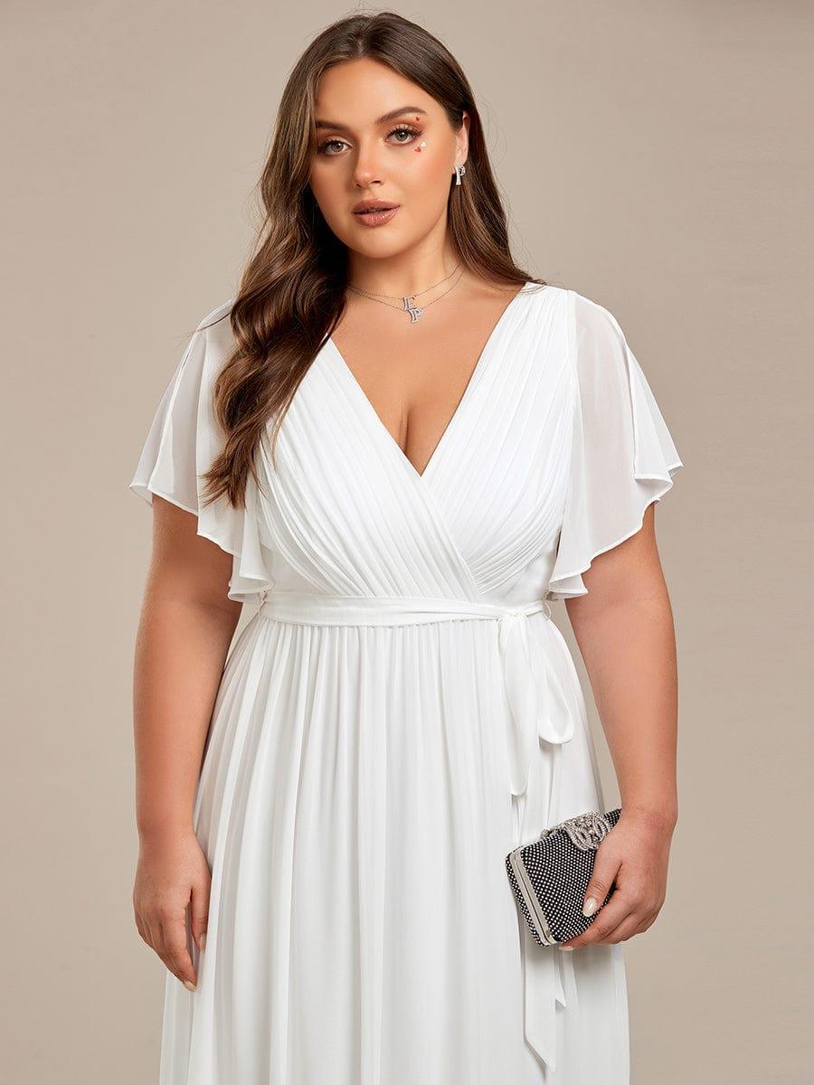 pretty LEORA|Plus Size Chiffon Tie-Waist Evening Dress