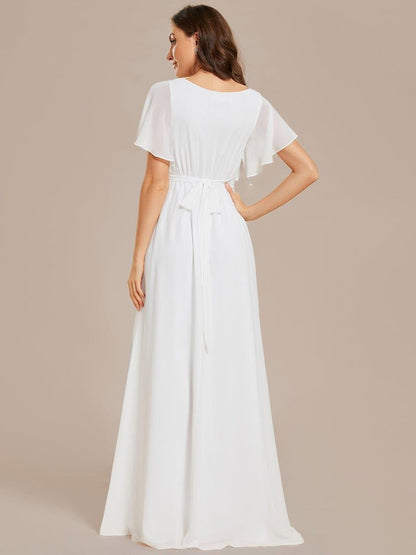 ever LEORA|Flowy Pleated A-Line Chiffon Tie-Waist Bridesmaid Dress