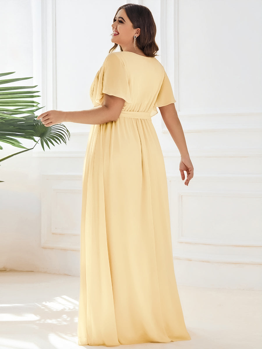 ever LEORA|Flowy Pleated A-Line Chiffon Tie-Waist Bridesmaid Dress