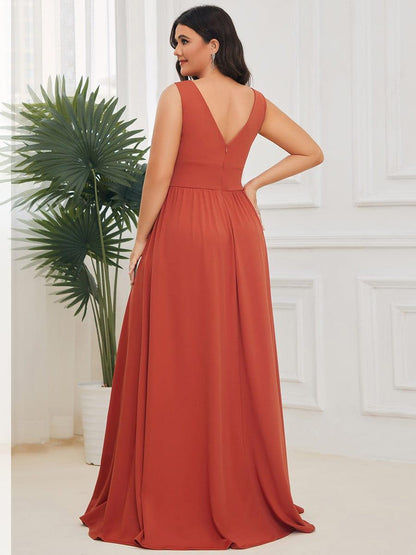 ever SORAYA|Chiffon High Slit Sleeveless V-Neck Empire Waist Formal Evening Dress