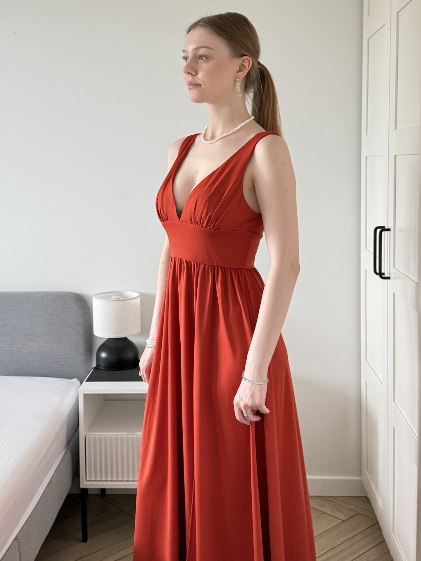 ever SORAYA|Chiffon High Slit Sleeveless V-Neck Empire Waist Formal Evening Dress