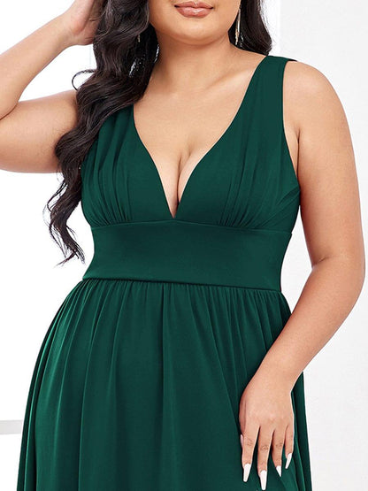 ever SORAYA|Chiffon High Slit Sleeveless V-Neck Empire Waist Formal Evening Dress