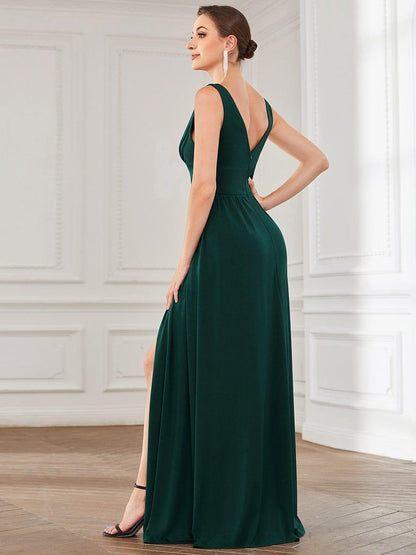 ever SORAYA|Chiffon High Slit Sleeveless V-Neck Empire Waist Formal Evening Dress