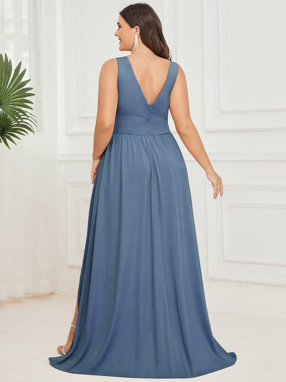 ever SORAYA|Chiffon High Slit Sleeveless V-Neck Empire Waist Formal Evening Dress