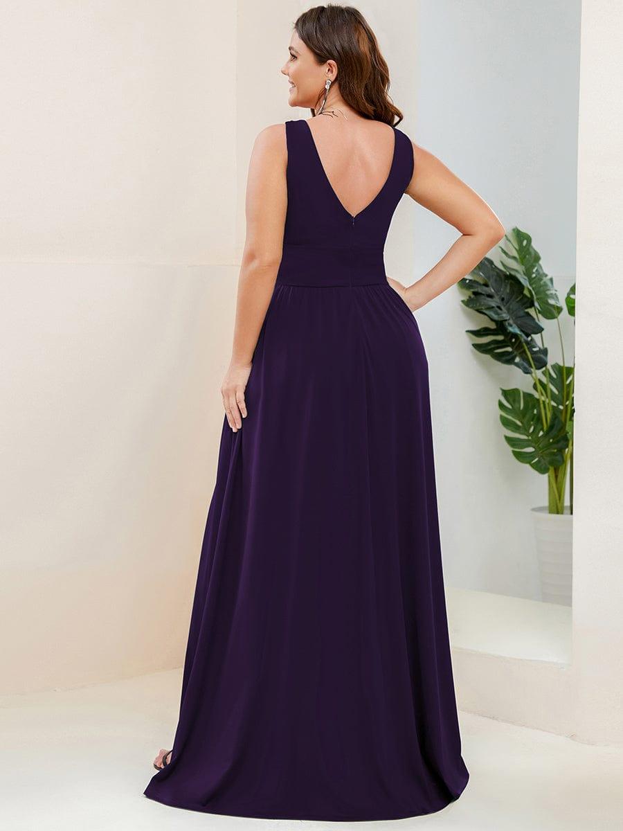 ever SORAYA|Sleeveless V-Neck Empire Waist High Slit Floor-Length Evening Dress