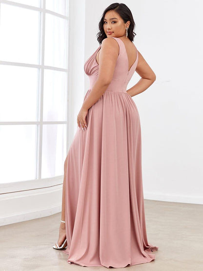 ever SORAYA|Chiffon High Slit Sleeveless V-Neck Empire Waist Formal Evening Dress