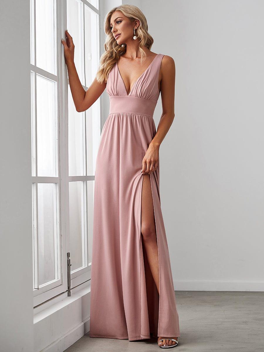 ever SORAYA|Chiffon High Slit Sleeveless V-Neck Empire Waist Formal Evening Dress