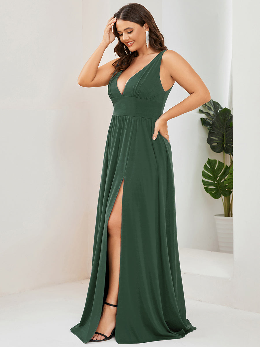 ever SORAYA|Chiffon High Slit Sleeveless V-Neck Empire Waist Formal Evening Dress