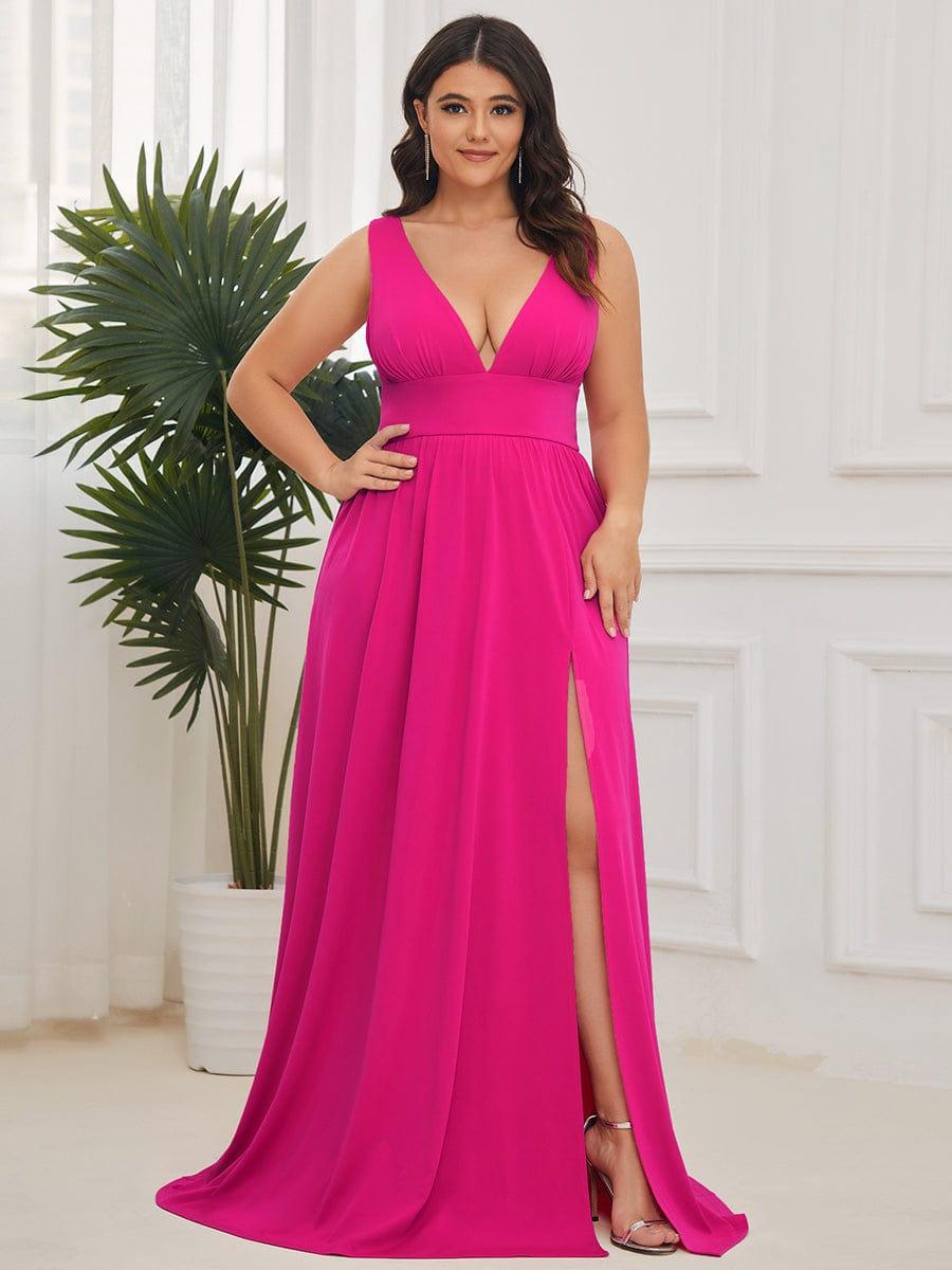 ever SORAYA|Chiffon High Slit Sleeveless V-Neck Empire Waist Formal Evening Dress
