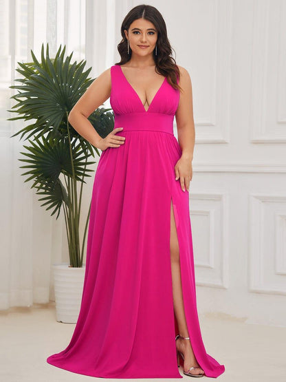 ever SORAYA|Chiffon High Slit Sleeveless V-Neck Empire Waist Formal Evening Dress
