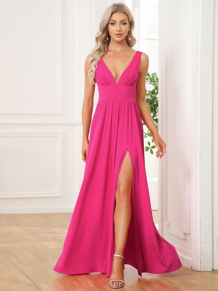 ever SORAYA|Chiffon High Slit Sleeveless V-Neck Empire Waist Formal Evening Dress