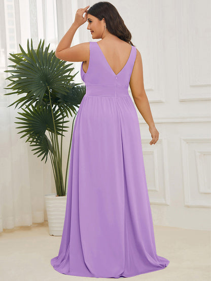 ever SORAYA|Chiffon High Slit Sleeveless V-Neck Empire Waist Formal Evening Dress