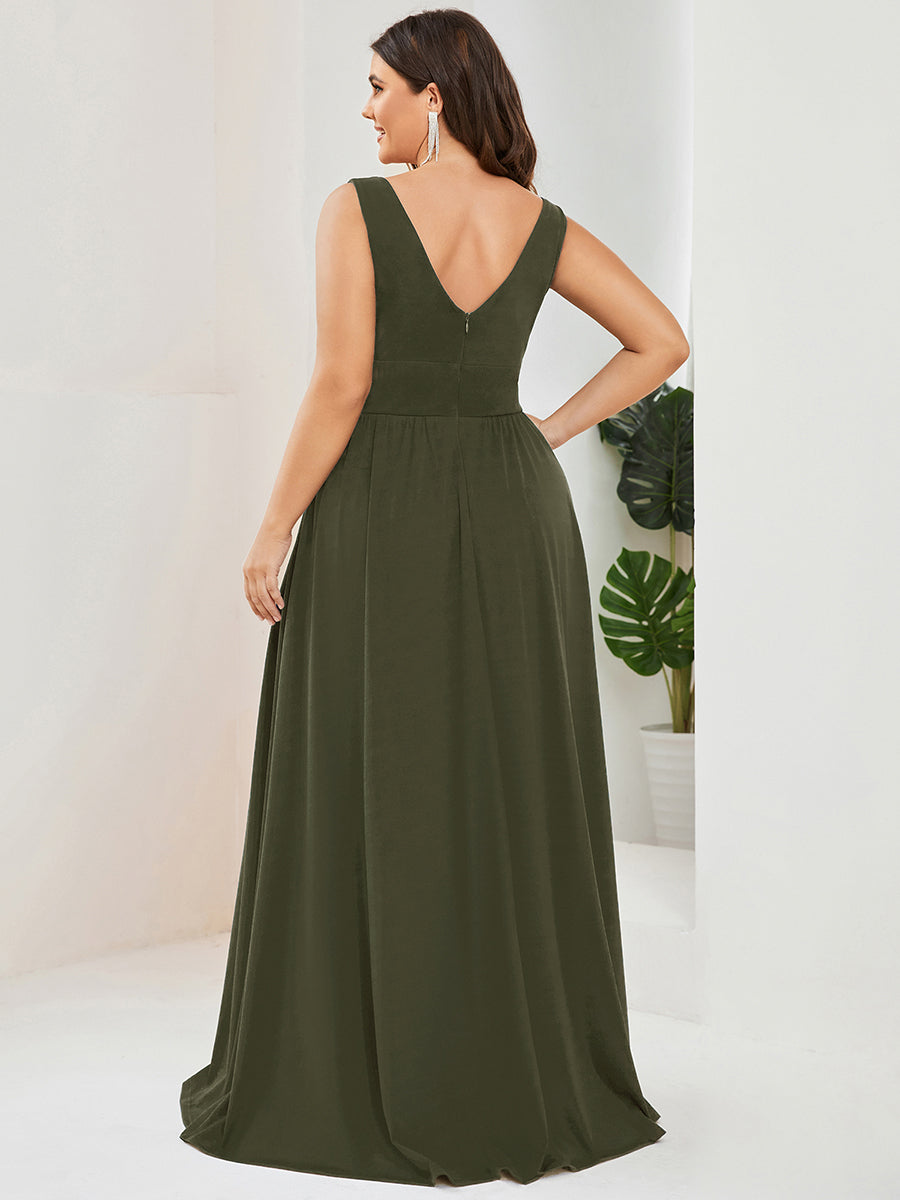 ever SORAYA|Chiffon High Slit Sleeveless V-Neck Empire Waist Formal Evening Dress