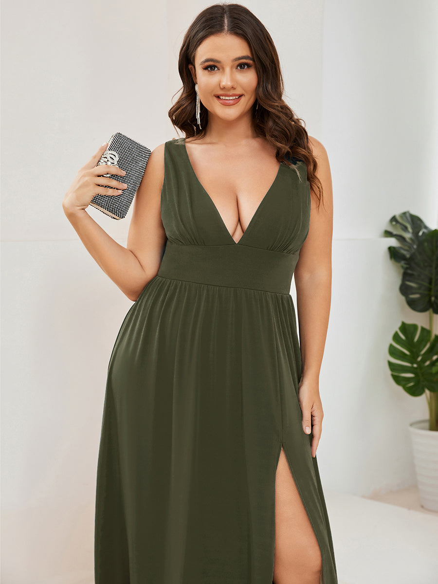 ever SORAYA|Chiffon High Slit Sleeveless V-Neck Empire Waist Formal Evening Dress