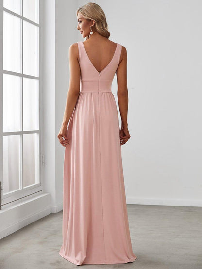 ever SORAYA|Chiffon High Slit Sleeveless V-Neck Empire Waist Formal Evening Dress