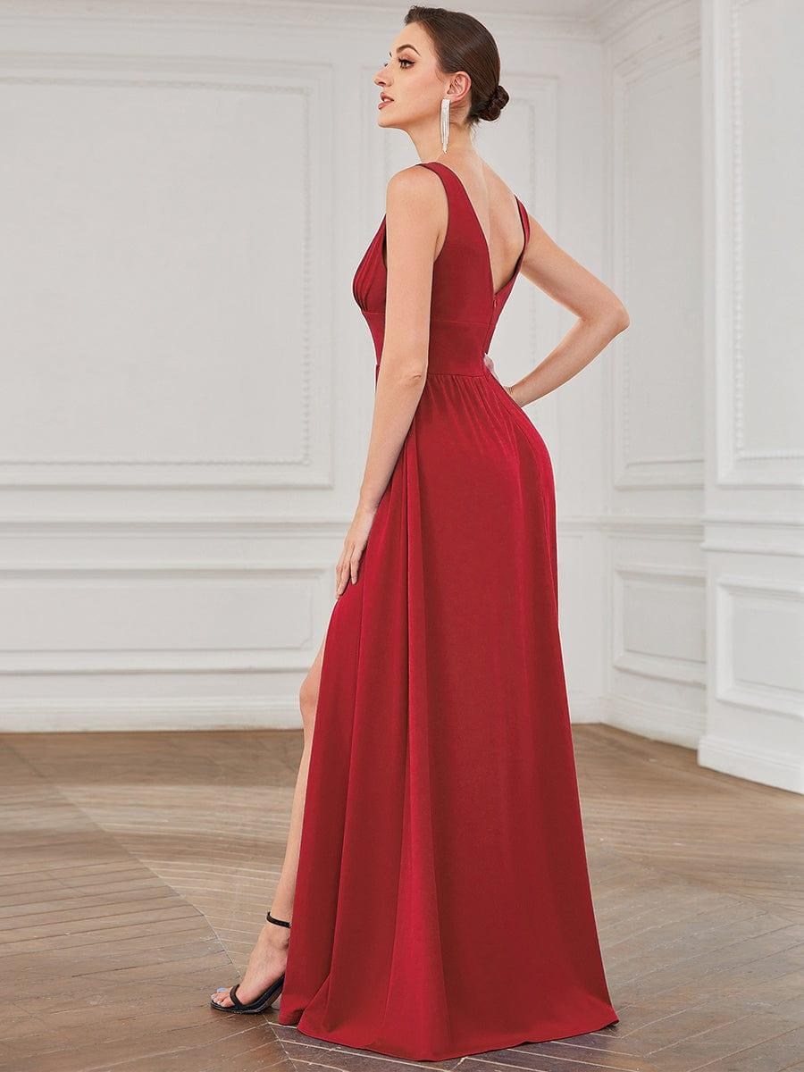 ever SORAYA|Chiffon High Slit Sleeveless V-Neck Empire Waist Formal Evening Dress