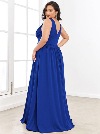 ever SORAYA|Chiffon High Slit Sleeveless V-Neck Empire Waist Formal Evening Dress