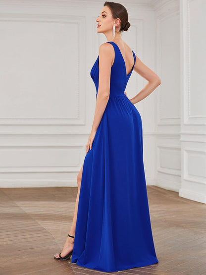 ever SORAYA|Chiffon High Slit Sleeveless V-Neck Empire Waist Formal Evening Dress