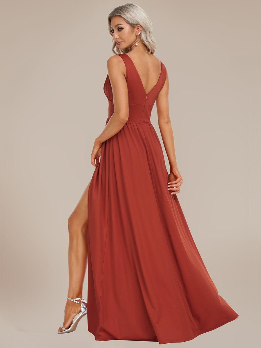 ever SORAYA|Chiffon High Slit Sleeveless V-Neck Empire Waist Formal Evening Dress