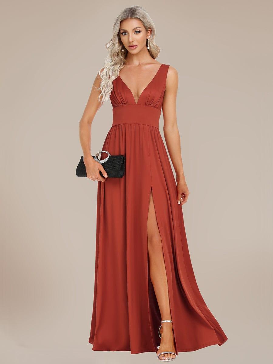 ever SORAYA|Chiffon High Slit Sleeveless V-Neck Empire Waist Formal Evening Dress