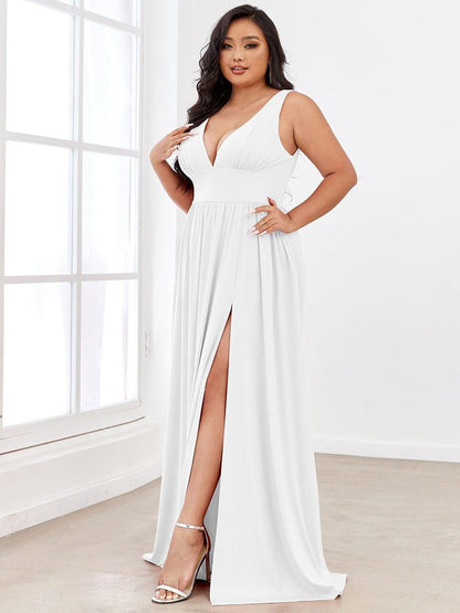 ever SORAYA|Chiffon High Slit Sleeveless V-Neck Empire Waist Formal Evening Dress