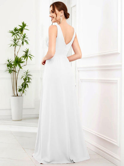 ever SORAYA|Chiffon High Slit Sleeveless V-Neck Empire Waist Formal Evening Dress