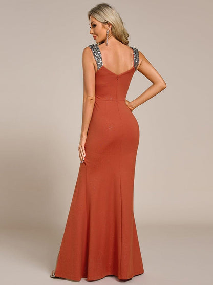 ever NOIRE|Glitter V-Neck Cruise Journey Evening Dress
