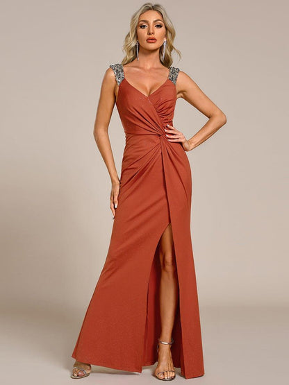 ever NOIRE|Glitter V-Neck Cruise Journey Evening Dress