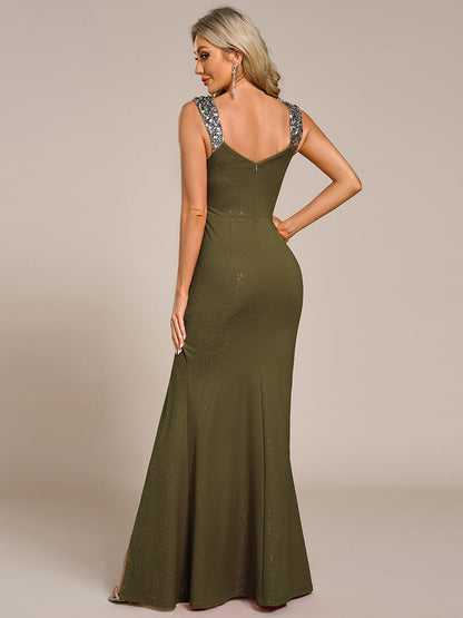 ever NOIRE|Glitter V-Neck Cruise Journey Evening Dress
